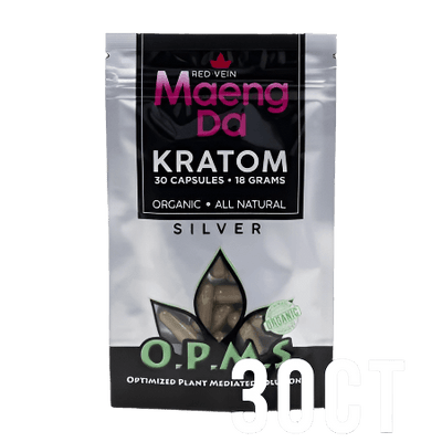 O.P.M.S. SILVER KRATOM CAPSULES 30CT / 18G / 0.63OZ - MAENG DA RED VEIN