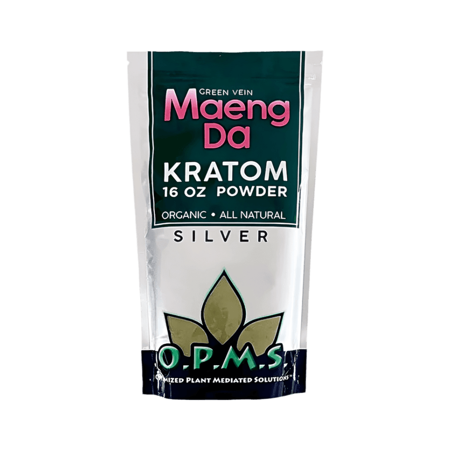 O.P.M.S. SILVER KRATOM POWDER 16OZ - MAENG DA GREEN VEIN
