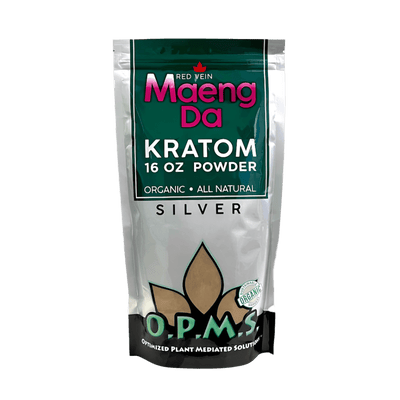 O.P.M.S. SILVER KRATOM POWDER 16OZ - MAENG DA RED VEIN