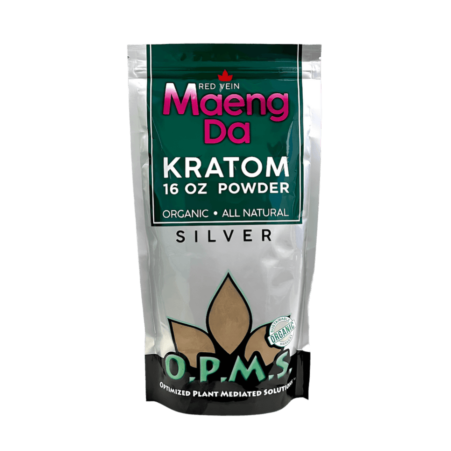 O.P.M.S. SILVER KRATOM POWDER 16OZ - MAENG DA RED VEIN