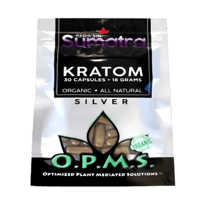 O.P.M.S. SILVER KRATOM CAPSULES 30CT / 18G / 0.63OZ - SUMATRA RED VEIN