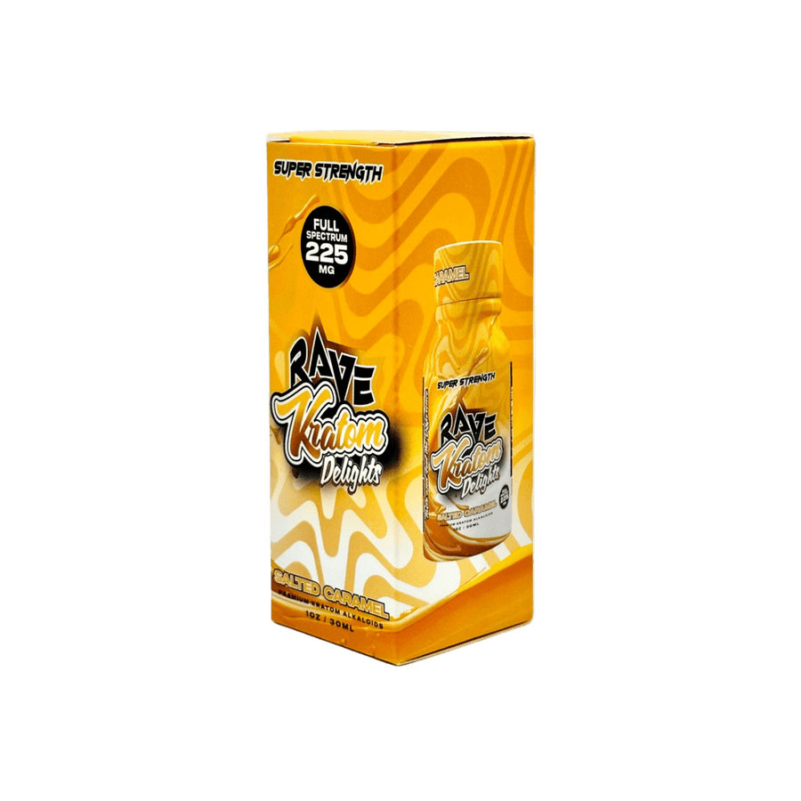 RAVE KRATOM BLACKED OUT SHOT 1OZ - SALTED CARAMEL (FULL SPECTRUM, 225MG)