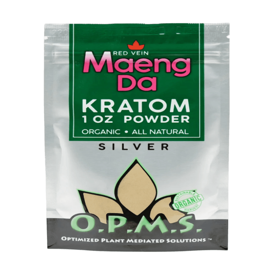 O.P.M.S. SILVER KRATOM POWDER 1OZ - MAENG DA RED VEIN