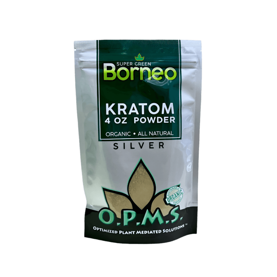O.P.M.S. SILVER KRATOM POWDER 4OZ - BORNEO SUPER GREEN VEIN