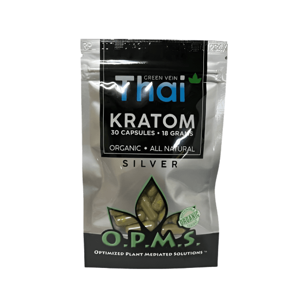 O.P.M.S. SILVER KRATOM CAPSULES 30CT / 18G / 0.63OZ - THAI GREEN VEIN