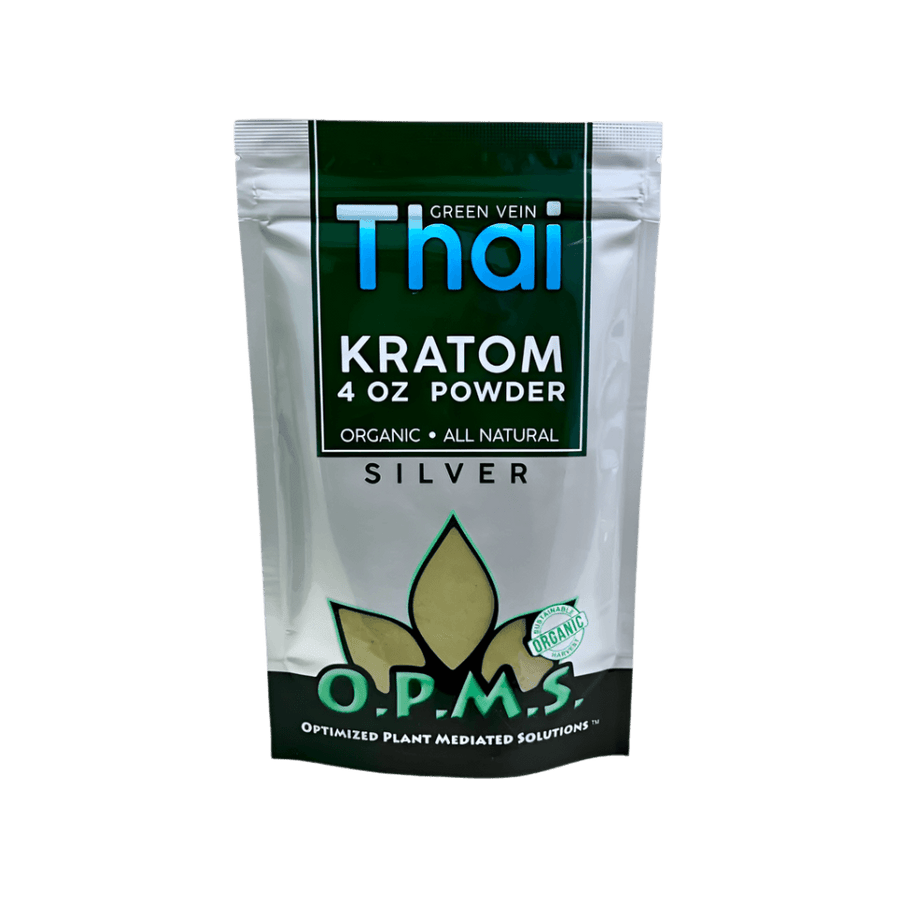 O.P.M.S. SILVER KRATOM POWDER 4OZ - THAI GREEN VEIN