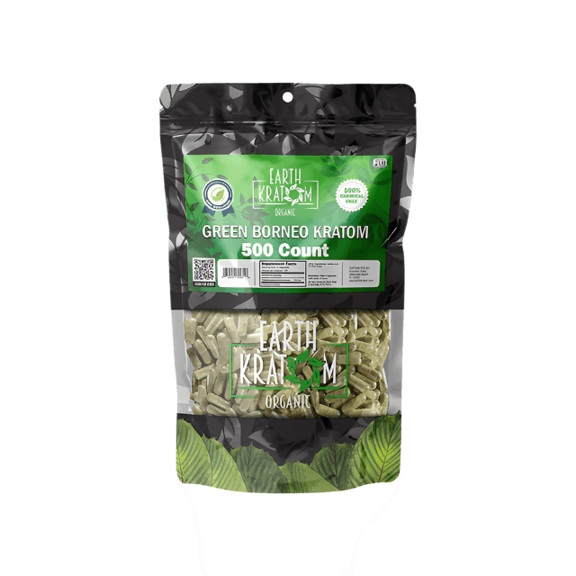 EARTH KRATOM CAPSULES 500CT - BORNEO GREEN VEIN