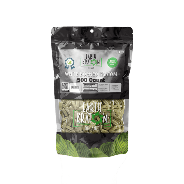 EARTH KRATOM CAPSULES 500CT - BORNEO WHITE VEIN