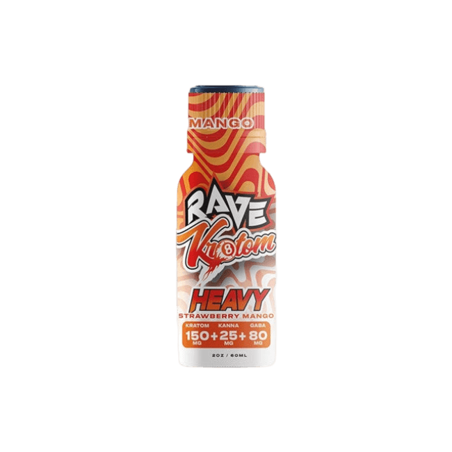 RAVE KRATOM HEAVY 2OZ - STRAWBERRY MANGO (KRATOM 150MG + KANNA 25MG + GABA 80MG)