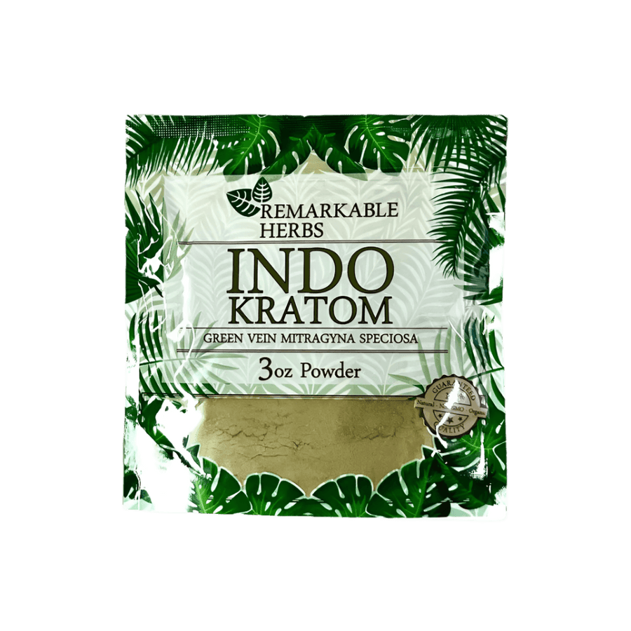 REMARKABLE HERBS KRATOM POWDER 3OZ - INDO GREEN VEIN