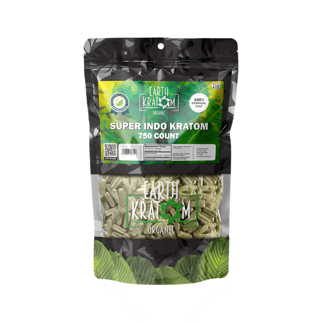 EARTH KRATOM CAPSULES 750CT - INDO SUPER GREEN VEIN