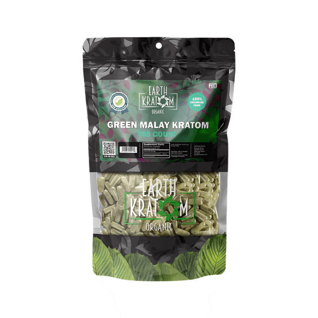 EARTH KRATOM CAPSULES 750CT - MALAY GREEN VEIN
