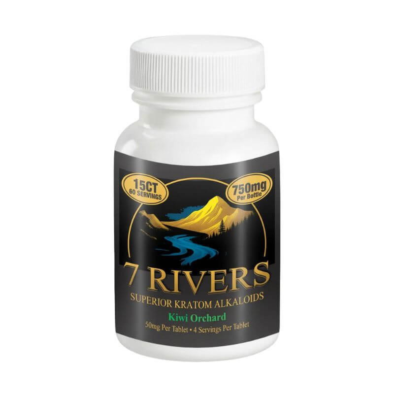 7 RIVERS KRATOM ALKALOIDS TABLETS 15CT 50MG PER TABLET - KIWI ORCHARD