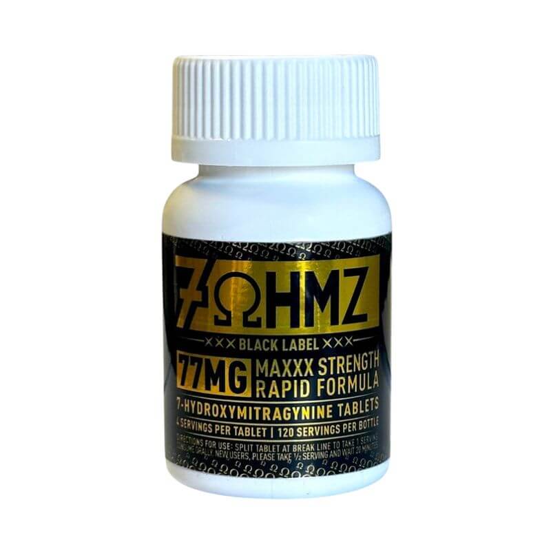 7OHMZ Black Label 7-Hydroxymitragynine Tablets Maxxx Strength Formula 30ct 77mg