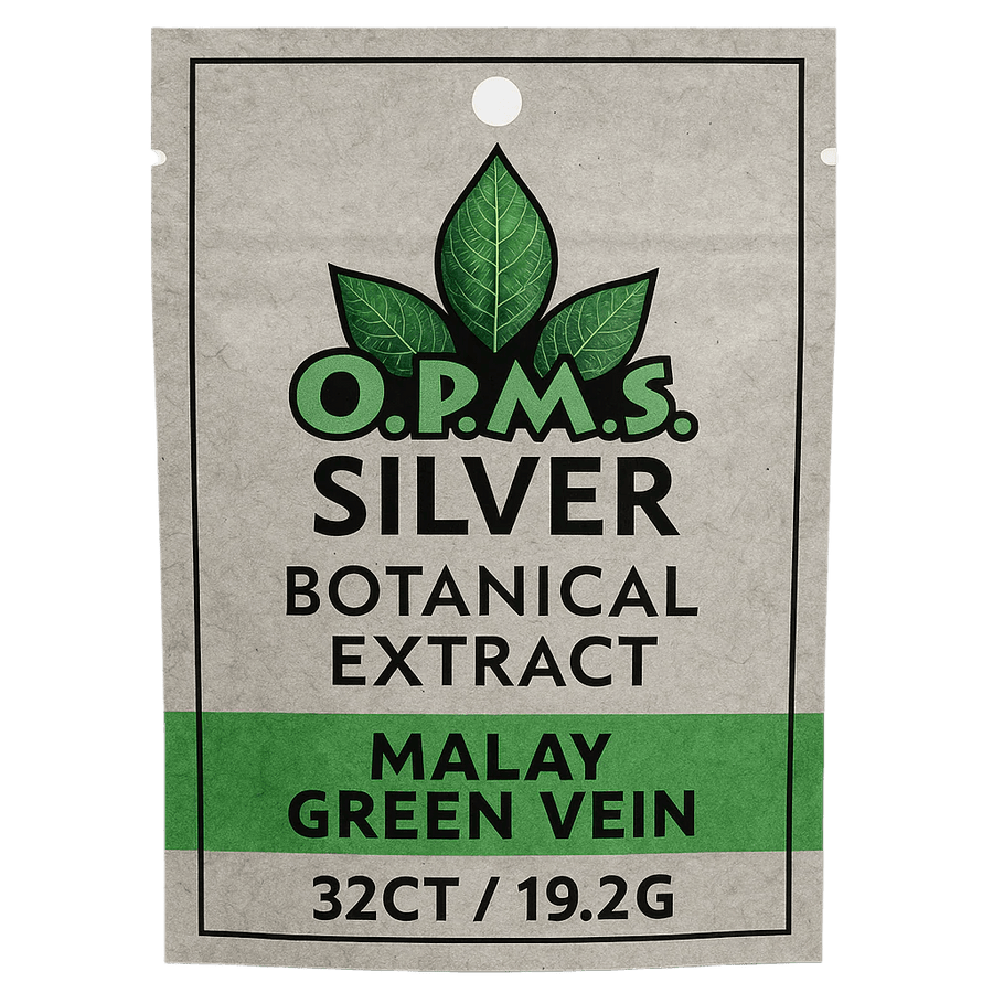O.P.M.S. SILVER BOTANICAL EXTRACT CAPSULES 32CT / 19.2G - MALAY GREEN VEIN