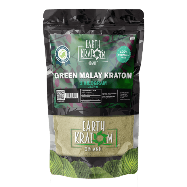 EARTH KRATOM POWDER 1000G / 35.27OZ - MALAY GREEN VEIN