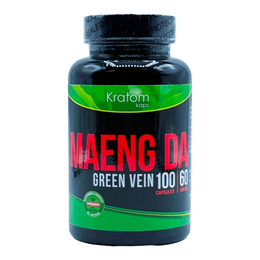 KRATOM KAPS CAPSULES 100CT / 60G - MAENG DA GREEN VEIN