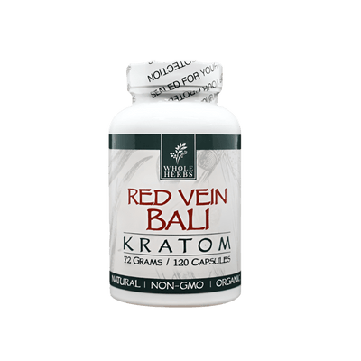 WHOLE HERBS KRATOM CAPSULES 120CT / 72G / 2.5OZ - BALI RED VEIN