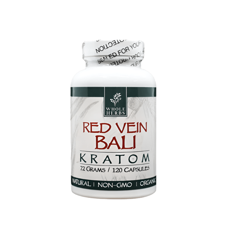 WHOLE HERBS KRATOM CAPSULES 120CT / 72G / 2.5OZ - BALI RED VEIN
