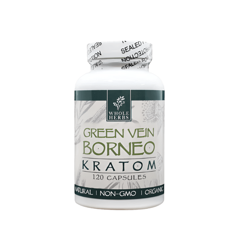 WHOLE HERBS KRATOM CAPSULES 120CT / 72G / 2.5OZ - BORNEO GREEN VEIN