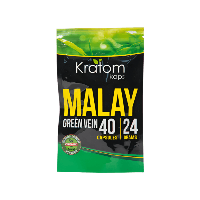 KRATOM KAPS CAPSULES 40CT 24G - MALAY GREEN VEIN