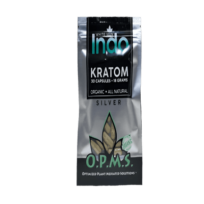 O.P.M.S. SILVER KRATOM CAPSULES 30CT / 18G / 0.63OZ - INDO WHITE VEIN
