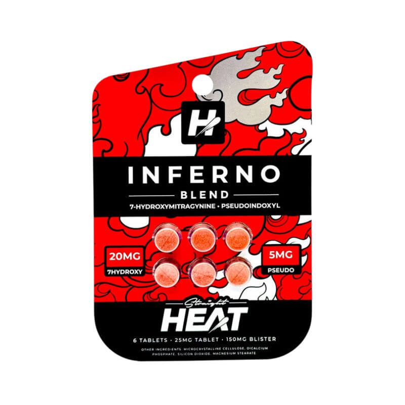 Straight Heat Inferno Blend 7-Hydroxymitragynine + Pseudo Tablets 6ct 25mg Per Tablet