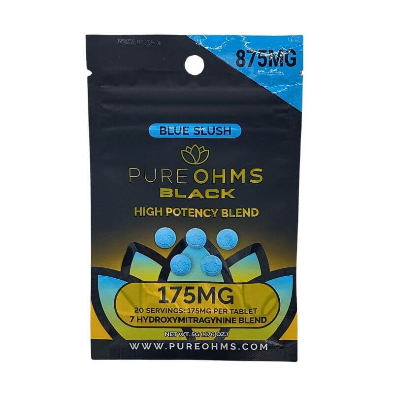 Pure Ohms Black High Potency 7-Hydroxymitragynine Tablets 5ct 175mg Per Tablet