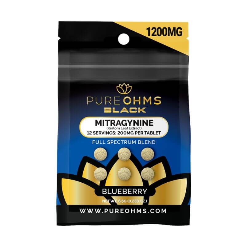 Pure Ohms Black Full Spectrum Blend MIitragynine Tablets 6ct 200mg Per Tablet