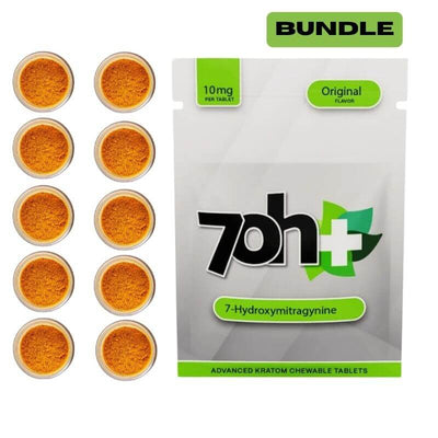 7oh Plus 7-Hydroxymitragynine 600CT 10mg Tablets + 10g 70H Powder (Bundle)