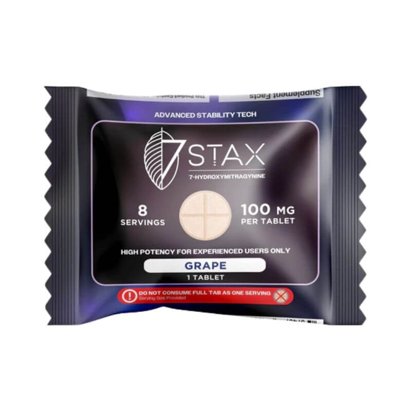 7STAX 7-HYDROXYMITRAGYNINE 100MG TABLET POUCH - 1CT