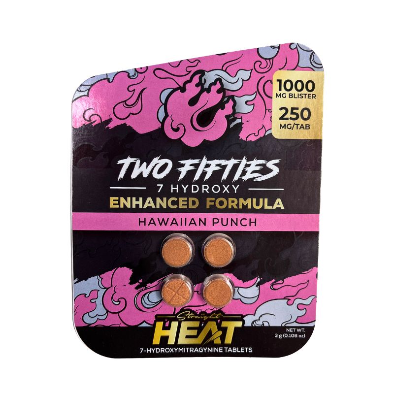 Straight Heat Two Fifties 7-Hydroxymitragynine Tablets 4ct 250mg Per Tablet