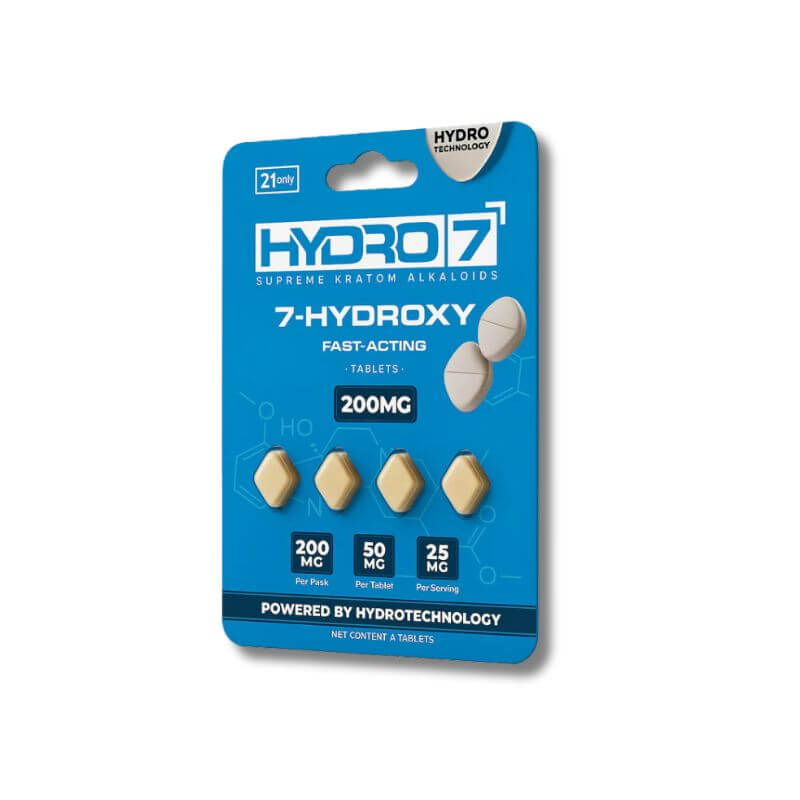 HYDRO 7 SUPREME KRATOM ALKALOIDS 7-HYDROXY 4CT 50MG PER TABLET 200MG PER PACK 25MG PER SERVING