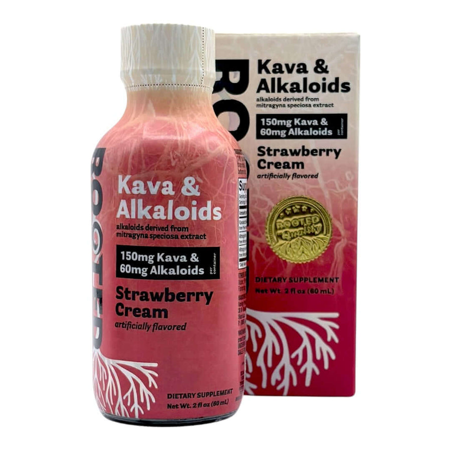 ROOTED KAVA & ALKALOIDS SHOTS 60ML 150MG KAVA / 60MG ALKALOIDS - STRAWBERRY CREAM