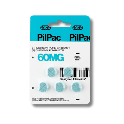 PILPAC DESIGNER ALKALOIDS 7- HYDROXY CHEWABLE TABLETS 60MG 5CT - COOL MINT