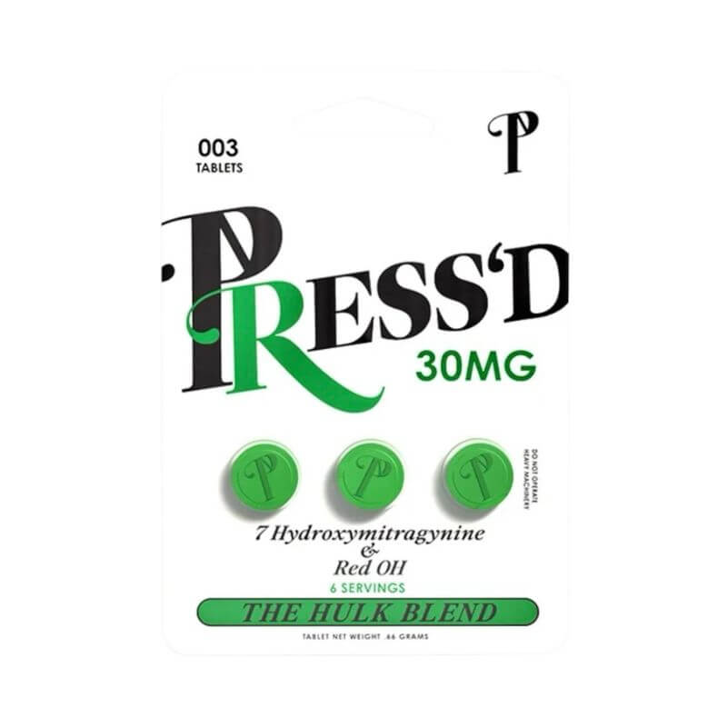 Press'D 7-Hydroxymitragynine & Red-OH Pseudo Tabs 3ct 30mg per Tablet