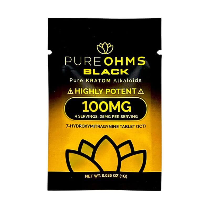 Pure Ohms Black Highly Potent 7-Hydroxymitragynine 100mg Tablet - 1ct