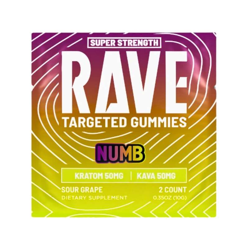 Rave Super Strength Targeted Gummies (250mg Kratom + 250mg Kava) 2ct - Sour Grape