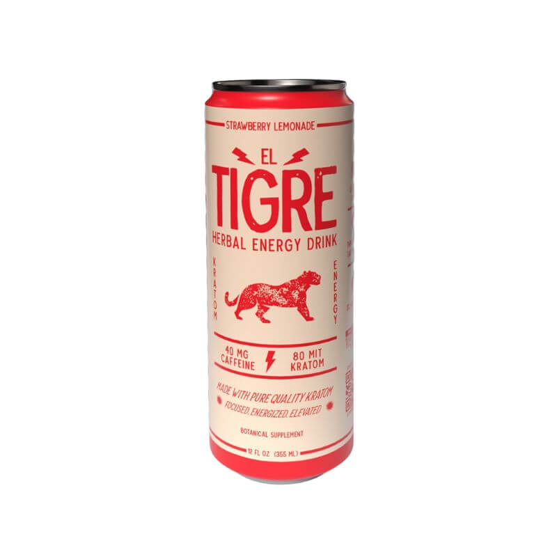 EL TIGRE HERBAL KRATOM ENERGY DRINK 12 FL OZ - STRAWBERRY LEMONADE