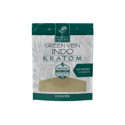 WHOLE HERBS KRATOM POWDER 100G / 3.5OZ - INDO GREEN VEIN