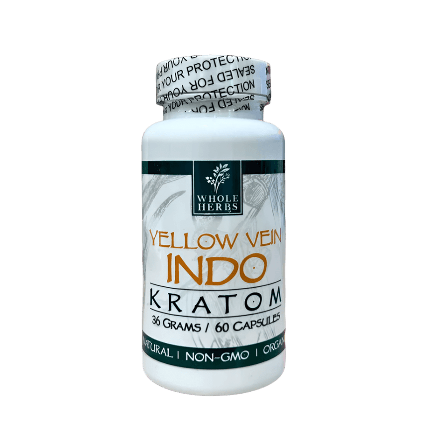 WHOLE HERBS KRATOM CAPSULES 60CT / 36G / 1.3OZ - INDO YELLOW VEIN