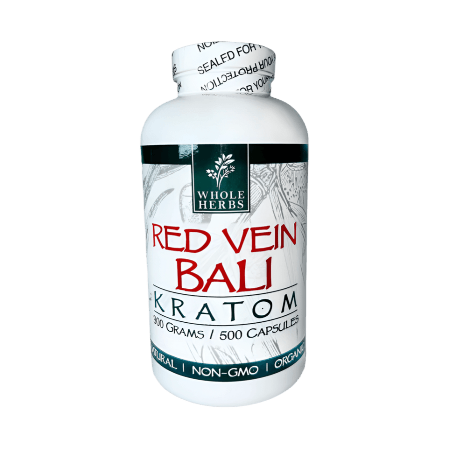 WHOLE HERBS KRATOM CAPSULES 500CT / 300G / 10.6OZ - BALI RED VEIN
