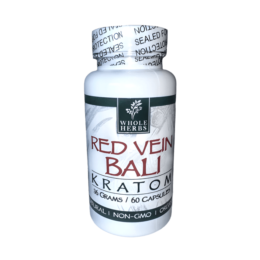 WHOLE HERBS KRATOM CAPSULES 60CT / 36G / 1.3OZ - BALI RED VEIN