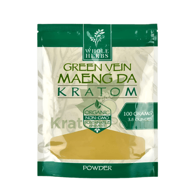 WHOLE HERBS KRATOM POWDER 100G / 3.5OZ - MAENG DA GREEN VEIN