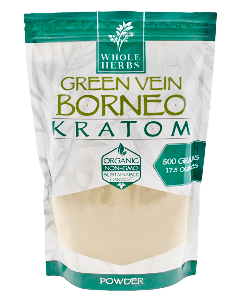 WHOLE HERBS KRATOM POWDER 500G / 17.5OZ - BORNEO GREEN VEIN