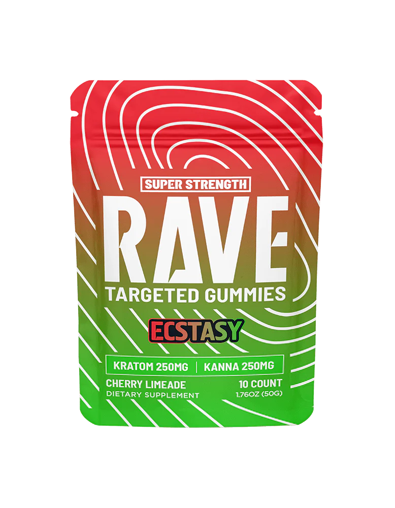RAVE KRATOM GUMMIES 10CT CHERRY LIMEADE (KRATOM 250MG + KAVA 250MG)