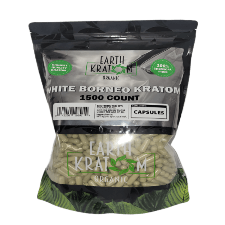 EARTH KRATOM CAPSULES 1500CT - BORNEO WHITE VEIN