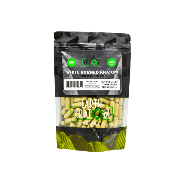 EARTH KRATOM CAPSULES 150CT - BORNEO WHITE VEIN
