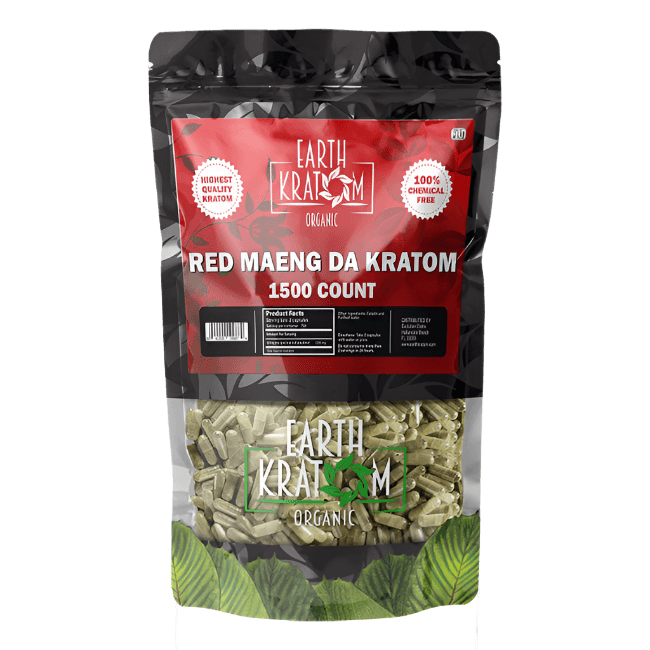 EARTH KRATOM CAPSULES 1500CT - MAENG DA RED VEIN
