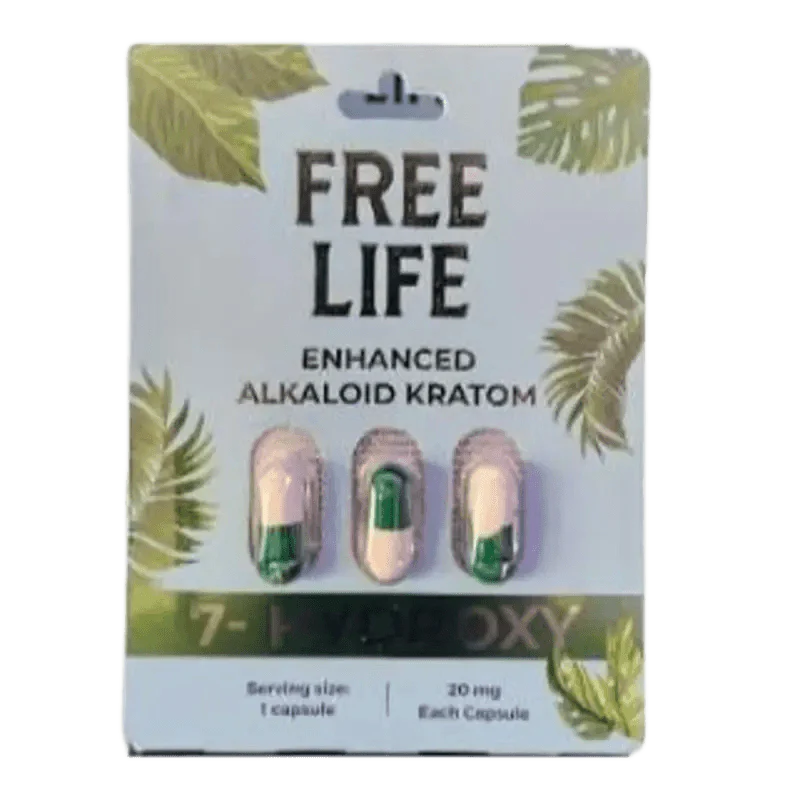 Free Life Enhanced 7OH Alkaloid Kratom Capsules for Health Care